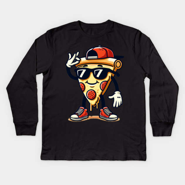 Funny Dabbing Pizza, Dancing Pizza Pose Kids Long Sleeve T-Shirt by logiamerch