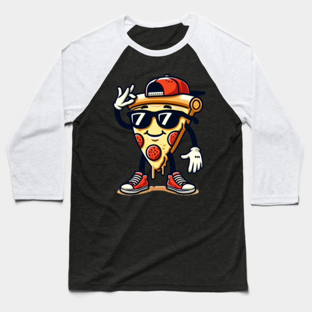 Funny Dabbing Pizza, Dancing Pizza Pose Baseball T-Shirt by logiamerch
