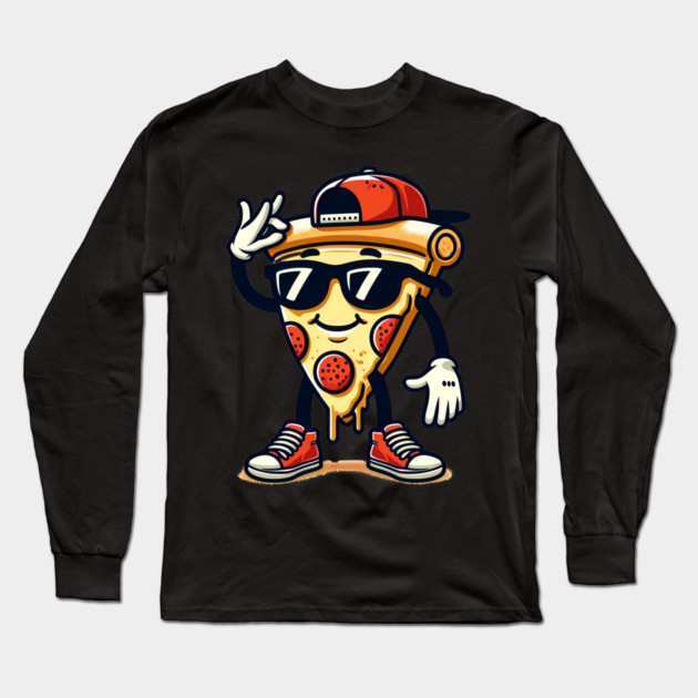 Funny Dabbing Pizza, Dancing Pizza Pose Long Sleeve T-Shirt by logiamerch