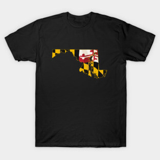 State of Maryland with Maryland flag embedded T-Shirt