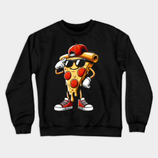 Funny Dabbing Pizza, Dancing Pizza Pose Crewneck Sweatshirt