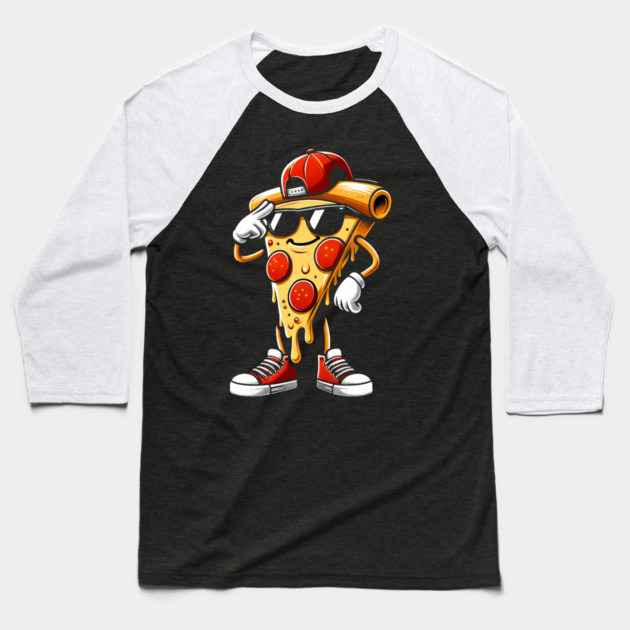 Funny Dabbing Pizza, Dancing Pizza Pose Baseball T-Shirt by logiamerch