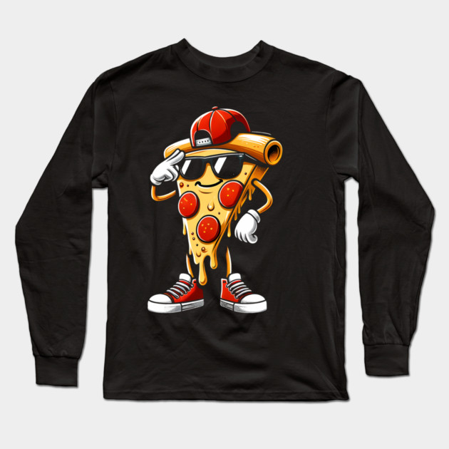 Funny Dabbing Pizza, Dancing Pizza Pose Long Sleeve T-Shirt by logiamerch