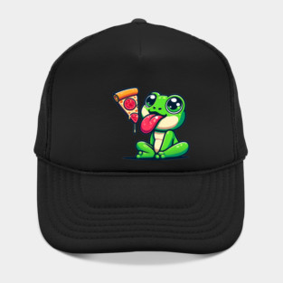 Cute Frog eating Pizza Hat