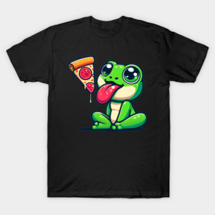 Cute Frog eating Pizza T-Shirt