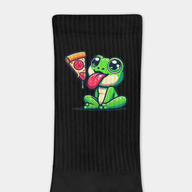 Cute Frog eating Pizza by logiamerch