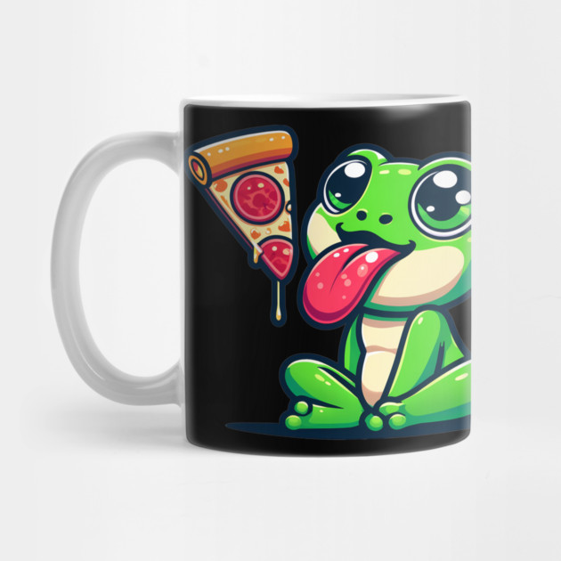 Cute Frog eating Pizza by logiamerch