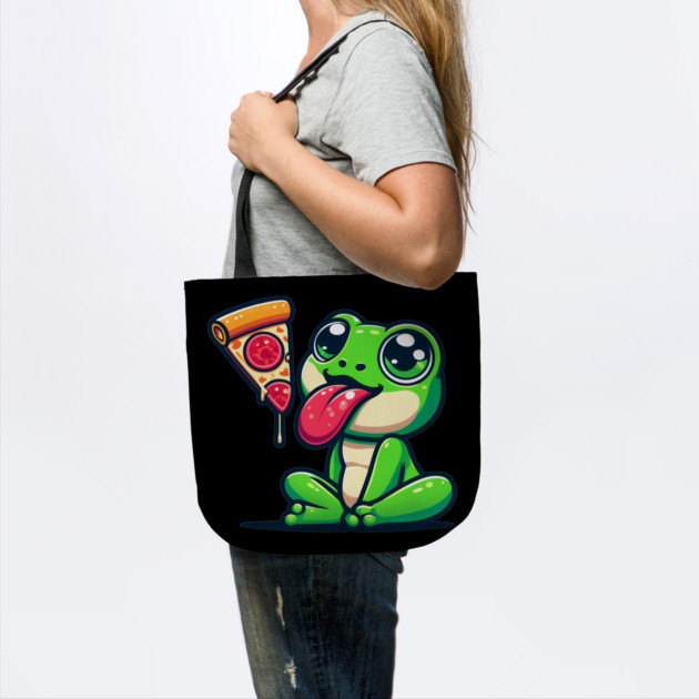 Cute Frog eating Pizza by logiamerch
