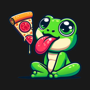 Cute Frog eating Pizza T-Shirt