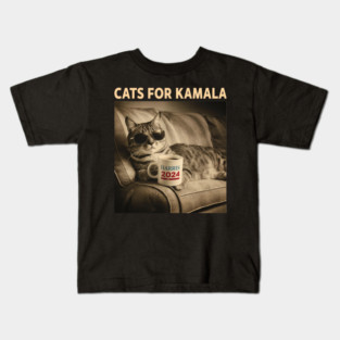 Cat Ladies for Kamala Funny Cat 2024 President Kamala Harris Kids T-Shirt