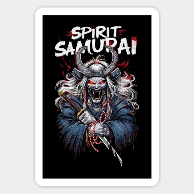 Spirit Samurai Design: Demonic Samurai Warrior - Dark Japanese Art Magnet by Designed By Marty