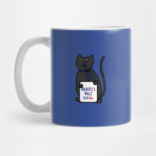 Small Cute Cat with Harris Walz 2024 Sign Mug