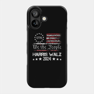 Harris Walz 2024 Kamala Harris Tim Walz American Flag Phone Case