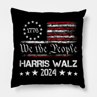 Harris Walz 2024 Kamala Harris Tim Walz American Flag Pillow