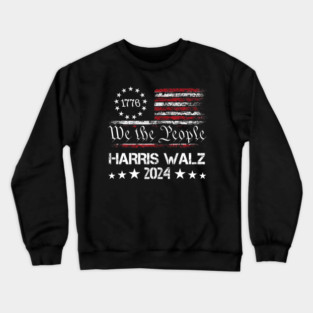 Harris Walz 2024 Kamala Harris Tim Walz American Flag Crewneck Sweatshirt