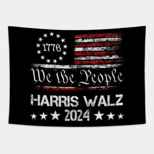 Harris Walz 2024 Kamala Harris Tim Walz American Flag Tapestry