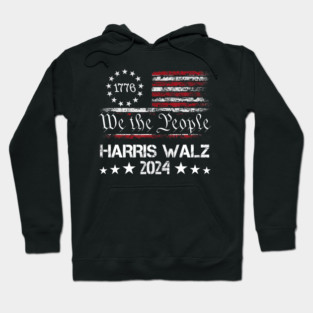 Harris Walz 2024 Kamala Harris Tim Walz American Flag Hoodie