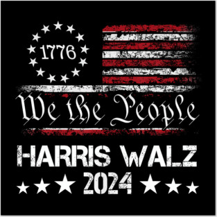 Harris Walz 2024 Kamala Harris Tim Walz American Flag Posters and Art
