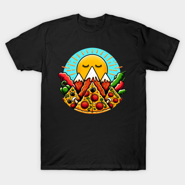 Funny Pizza Moutain T-Shirt by logiamerch