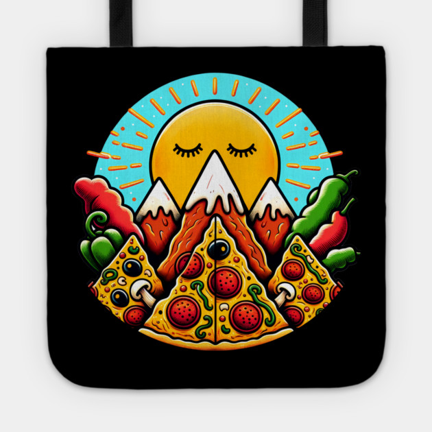 Funny Pizza Moutain Tote by logiamerch