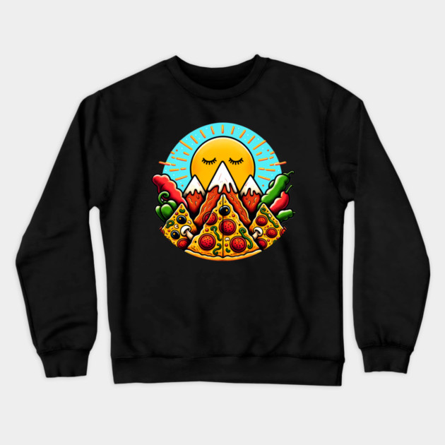 Funny Pizza Moutain Crewneck Sweatshirt by logiamerch