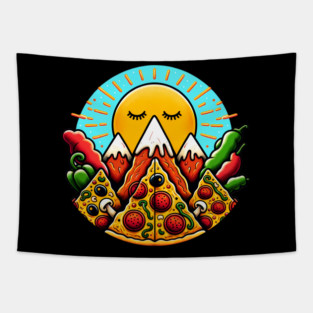 Funny Pizza Moutain Tapestry