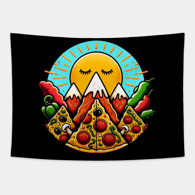 Funny Pizza Moutain Tapestry by logiamerch
