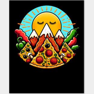 Funny Pizza Moutain Posters and Art