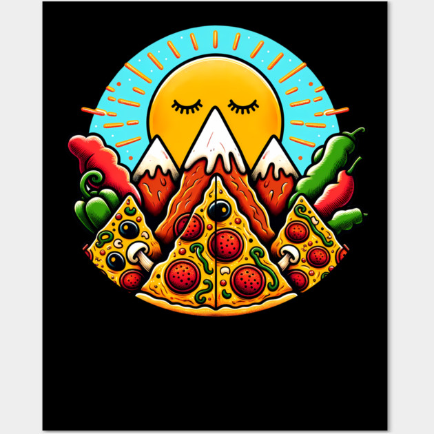 Funny Pizza Moutain Wall Art by logiamerch