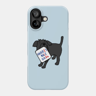 Cute Dog with Harris Walz 2024 Sign Phone Case
