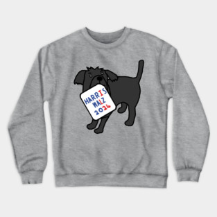 Cute Dog with Harris Walz 2024 Sign Crewneck Sweatshirt