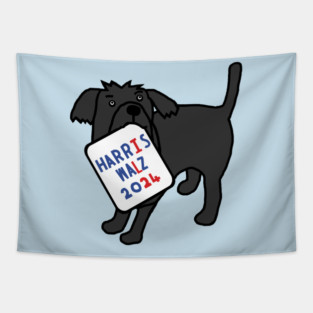 Cute Dog with Harris Walz 2024 Sign Tapestry