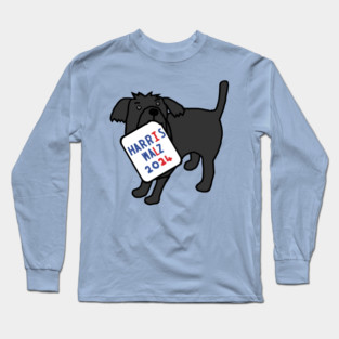 Cute Dog with Harris Walz 2024 Sign Long Sleeve T-Shirt