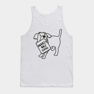 Cute Dog with Harris Walz 2024 Sign Line Drawing Tank Top