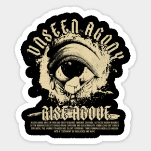 Unseen Agony Design: Rise Above - Eye Graphic with Inspirational Text Sticker