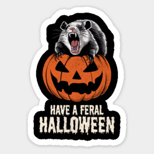 Have a Feral Halloween Design: Feral Animal on Jack-o'-Lantern - Spooky Halloween Art Sticker