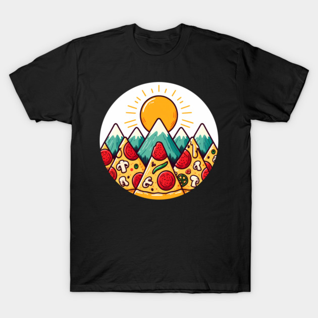 Funny Pizza Moutain T-Shirt by logiamerch
