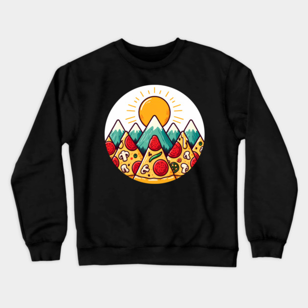 Funny Pizza Moutain Crewneck Sweatshirt by logiamerch