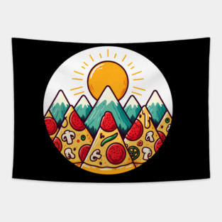 Funny Pizza Moutain Tapestry