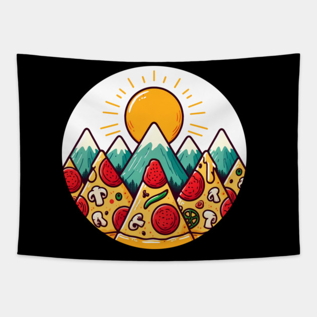 Funny Pizza Moutain Tapestry by logiamerch