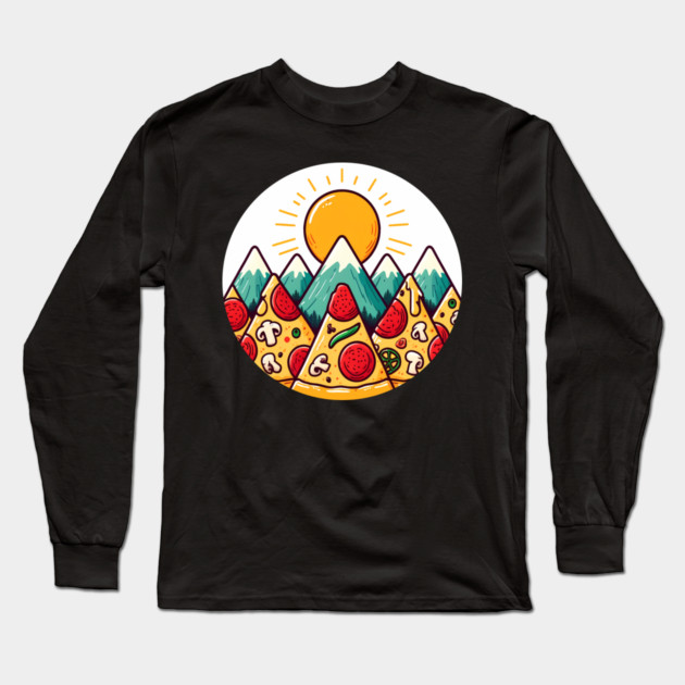 Funny Pizza Moutain Long Sleeve T-Shirt by logiamerch