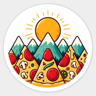 Funny Pizza Moutain Sticker