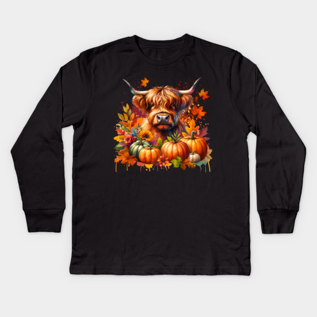 Thanksgiving Cow Kids Long Sleeve T-Shirt by HolidayBug