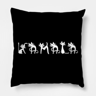 Womens Kamala Cat - Cute cat shaped font letters subtle Comma La Pillow
