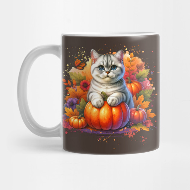 British Shorthair Cat with Pumpkin by HolidayBug