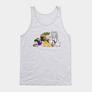 Election Group of Cute Animals with Harris Walz 2024 Signs Tank Top