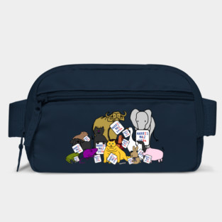 Election Group of Cute Animals with Harris Walz 2024 Signs Bag