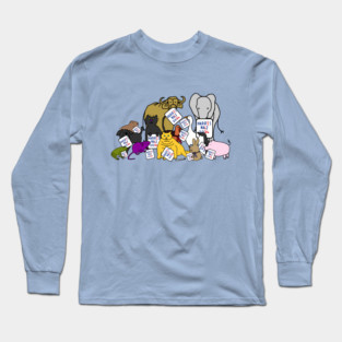 Election Group of Cute Animals with Harris Walz 2024 Signs Long Sleeve T-Shirt