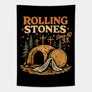 Rolling Stone Faith Christian Men Women Easter Day Tapestry