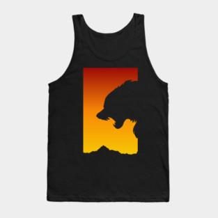 Sunset Snarling Wolf - Wolf Lover - Growling Wolf Aggressive Wolves Tank Top